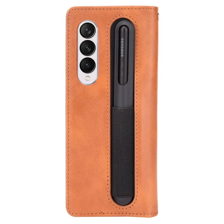 Retro Crazy Horse Texture Horizontal Case for Samsung Galaxy Z Fold3 5G, showcasing its stylish design and functional features.