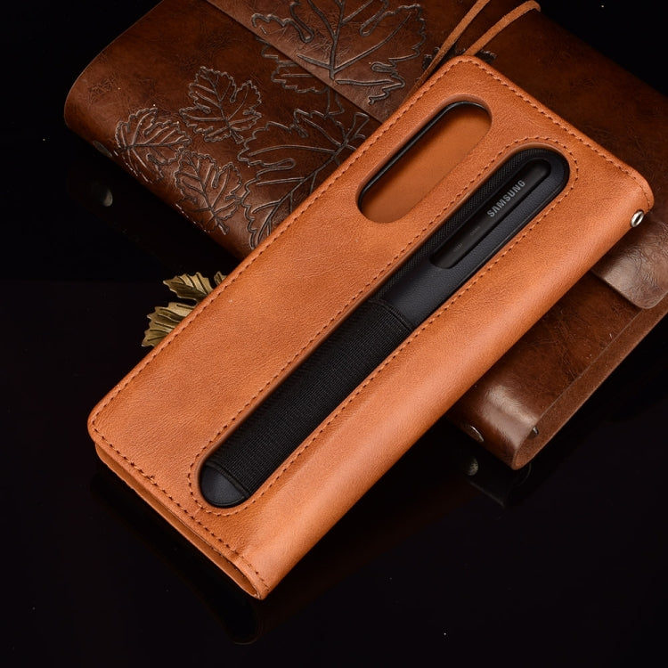 Retro Crazy Horse Texture Horizontal Case for Samsung Galaxy Z Fold3 5G, showcasing its stylish design and functional features.