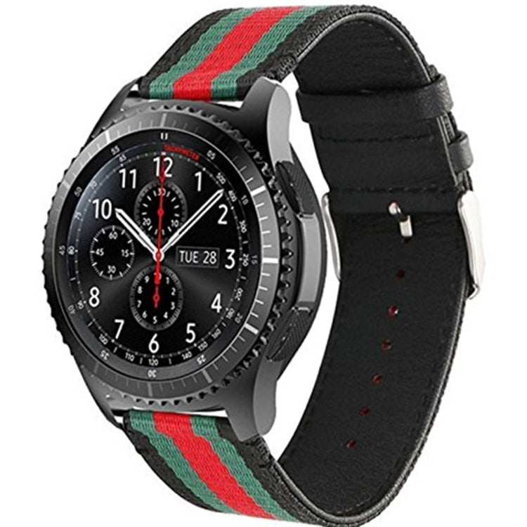 Stylish nylon and genuine leather watchband for Samsung Gear S3, featuring a simple and elegant design.