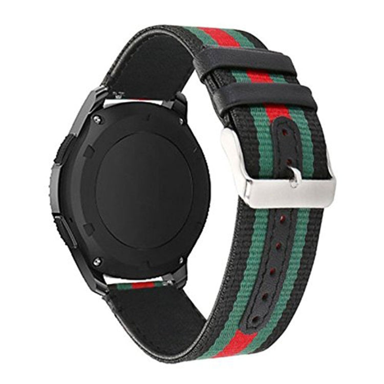 Stylish nylon and genuine leather watchband for Samsung Gear S3, featuring a simple and elegant design.