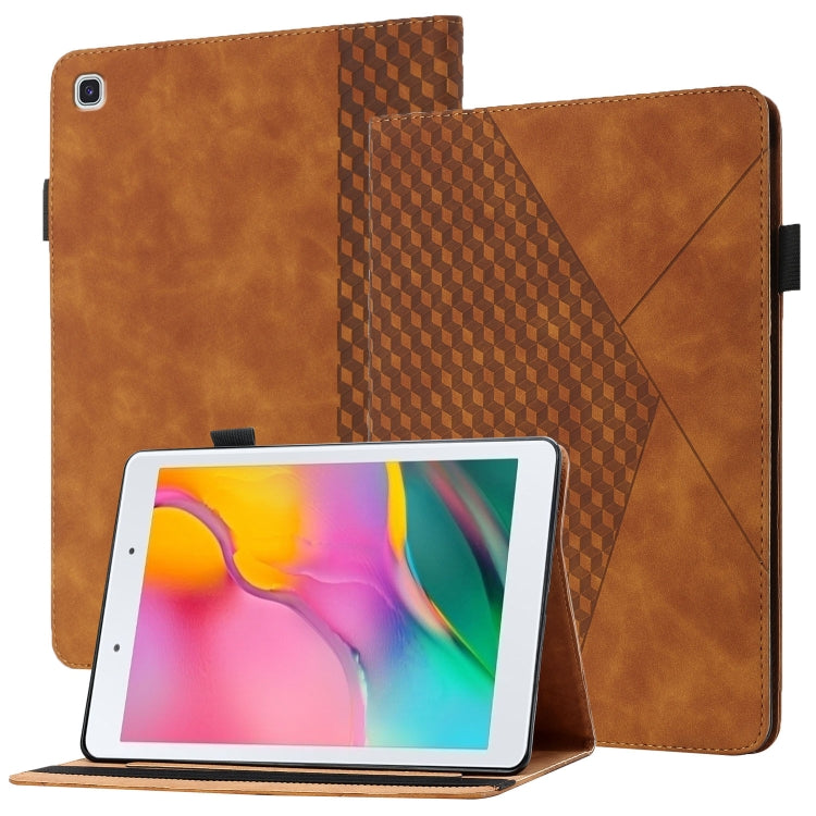 Rhombus Skin Feel Horizontal Case for Samsung Tab A 8.0 2019, showcasing its durable TPU and PU leather material with a stylish design.