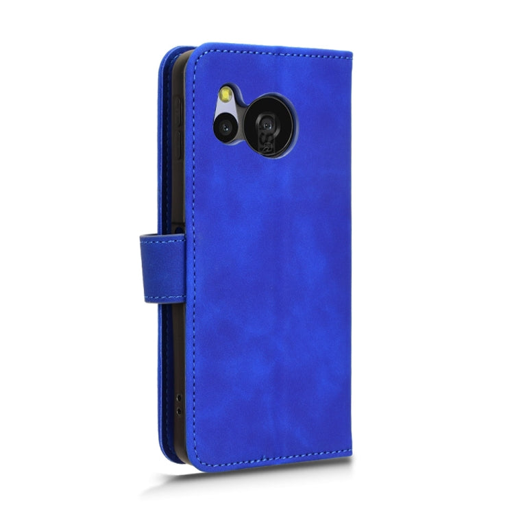 For Sharp Aquos Sense8 magnetic flip leather phone case in black, showcasing card slots and a sleek design.