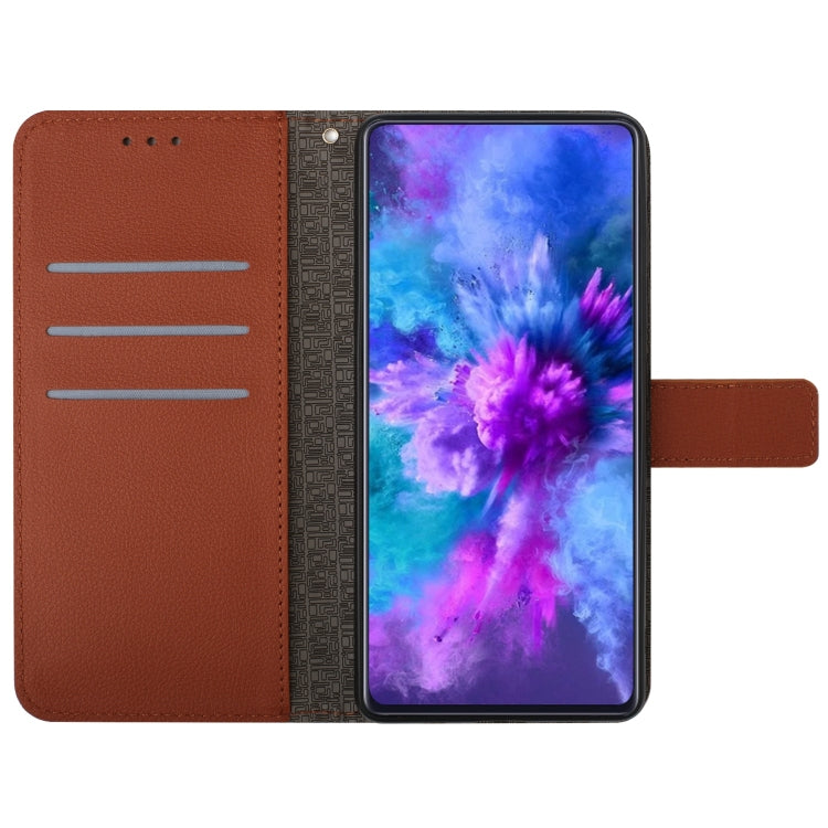 Brown leather phone case for Sony Xperia 10 IV with rhombic grid texture, showcasing its stylish design and protective features.
