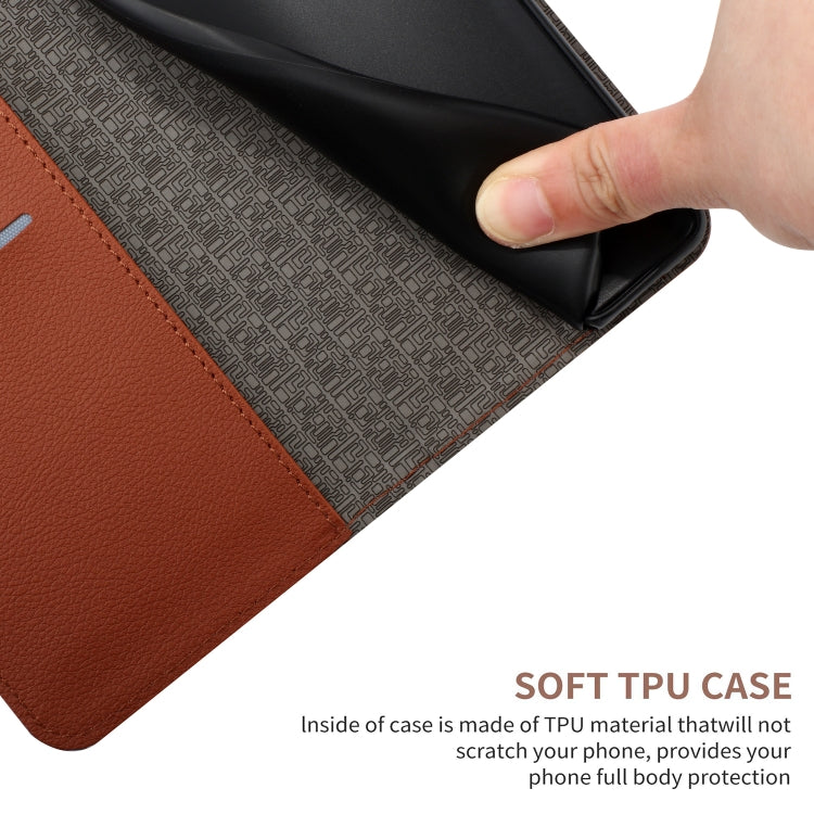 Brown leather phone case for Sony Xperia 10 IV with rhombic grid texture, showcasing its stylish design and protective features.