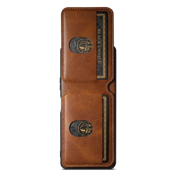 For Sony Xperia 5 IV Suteni H02 Leather Wallet Stand Back Phone Case in black, showcasing card slot and stand functionality.