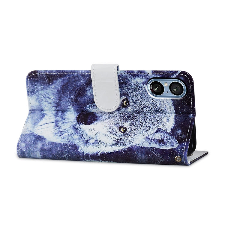 For Sony Xperia 5 V Painted Pattern Horizontal Flip Leather Phone Case showcasing its stylish design and functional features.