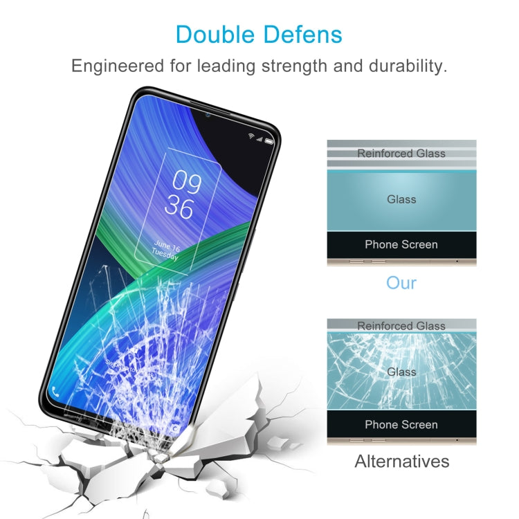 50 PCS 0.26mm 9H 2.5D Tempered Glass Film for TCL 20 R 5G and 20Y, showcasing its protective features and sleek design.