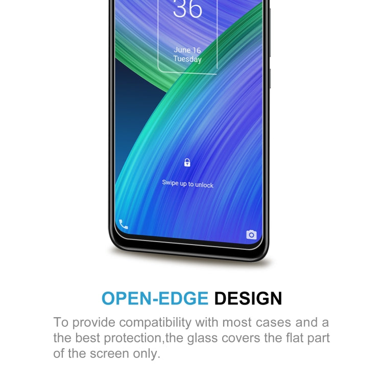 50 PCS 0.26mm 9H 2.5D Tempered Glass Film for TCL 20 R 5G and 20Y, showcasing its protective features and sleek design.