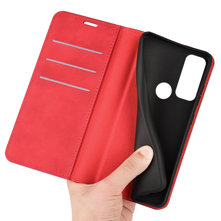 For TCL 20 R 5G Retro-skin Business Magnetic Suction Phone Leather Case showcasing its stylish design and functional features.