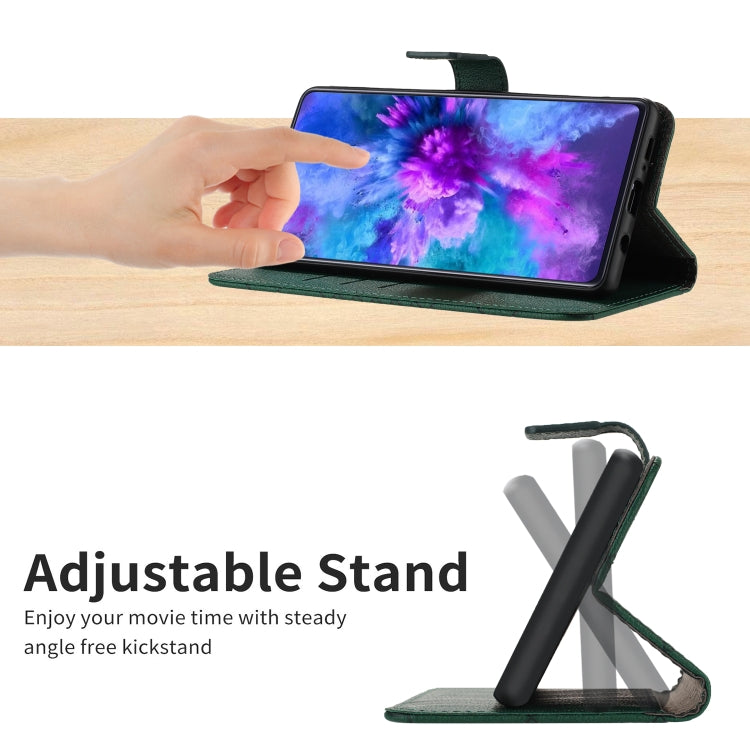 Rhombic grid texture leather phone case for TCL 30 SE, 30E, 306, and 305, showcasing its stylish design and card slots.