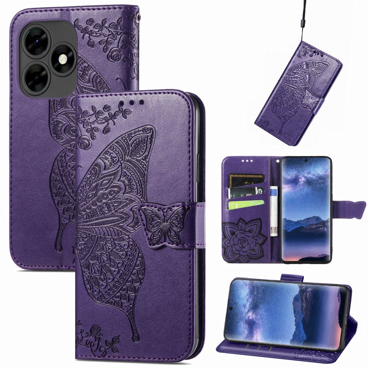 Butterfly Love Flower Embossed Leather Phone Case for Tecno Itel S23+, featuring floral and butterfly designs.