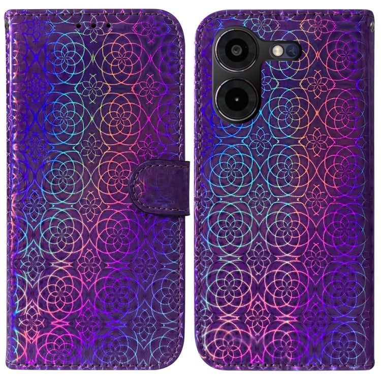 Tecno Pova 5 Pro Colorful Magnetic Buckle Leather Phone Case with vibrant colors and functional design.