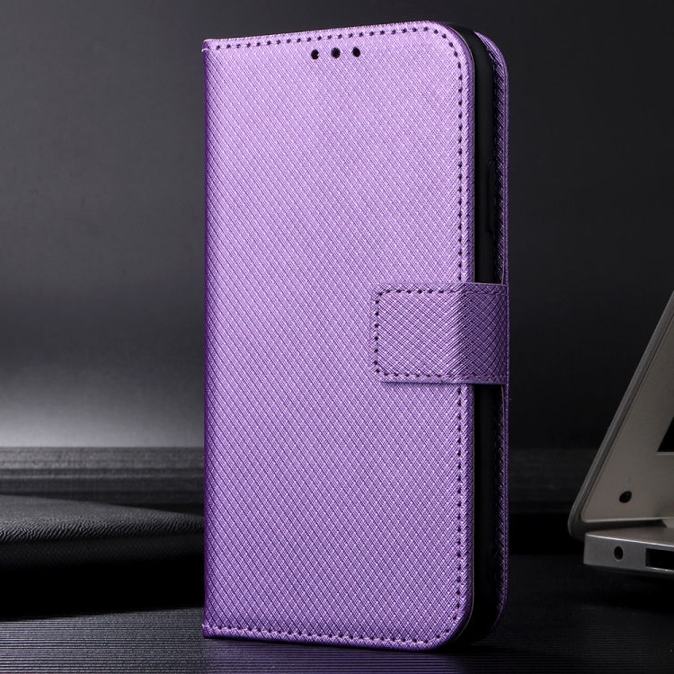 Purple diamond texture leather phone case for Tecno Spark 20 Pro, showcasing its stylish design and protective features.