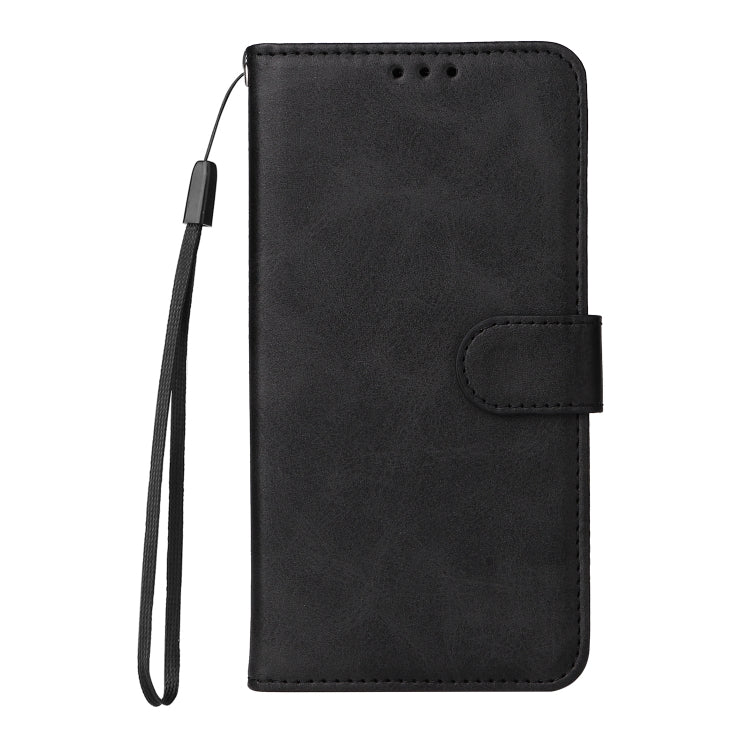 For Vivo Y17s Classic Calf Texture Flip Leather Phone Case in black, showcasing premium PU leather and a kickstand feature.