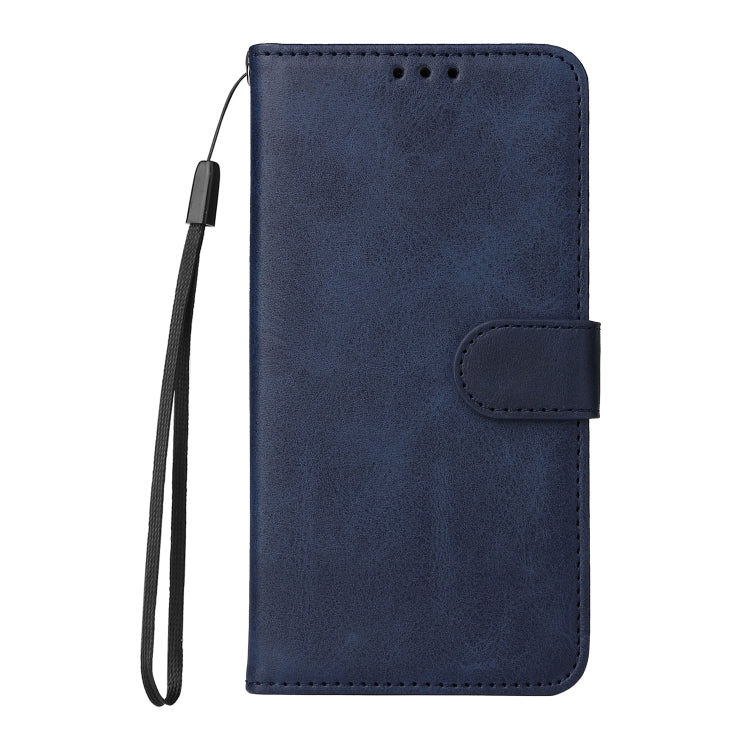 Blue flip leather phone case for Vivo Y17s with calf texture, featuring card slots and a kickstand.