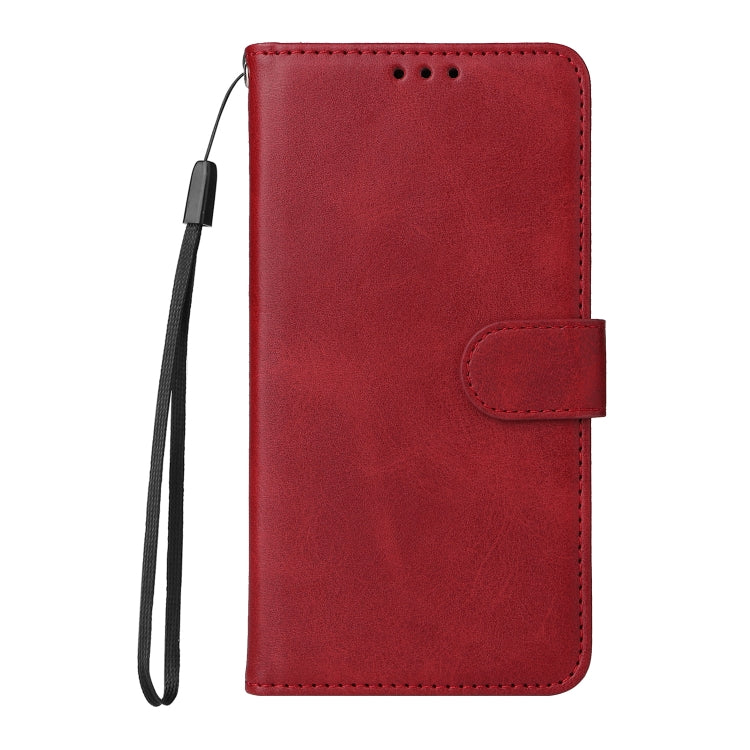 Red flip leather phone case for Vivo Y17s with calf texture, featuring card slots and a kickstand.