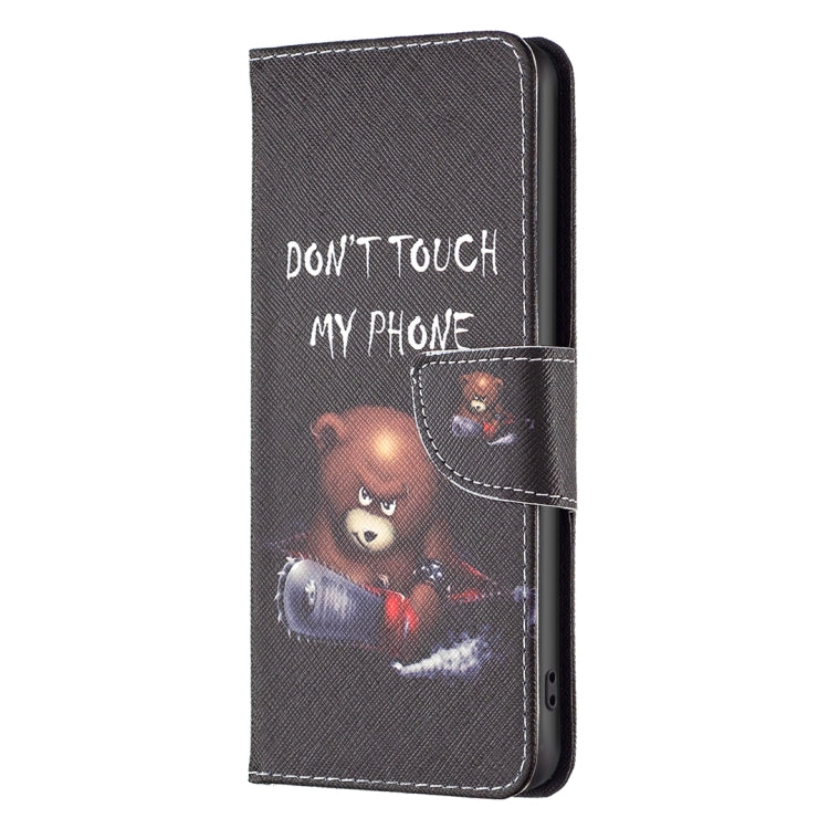 Vivo Y200 5G Colored Drawing Pattern Leather Phone Case featuring a cute bear design, showcasing its stylish and protective features.