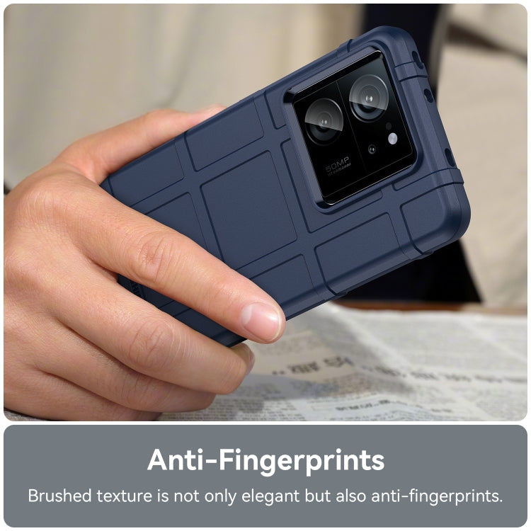 Blue TPU phone case designed for Xiaomi 13T, showcasing full coverage and shockproof features.