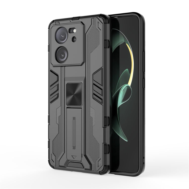 Black Supersonic Armor PC Hybrid TPU Phone Case for Xiaomi 13T Pro, showcasing its sleek design and durable materials.