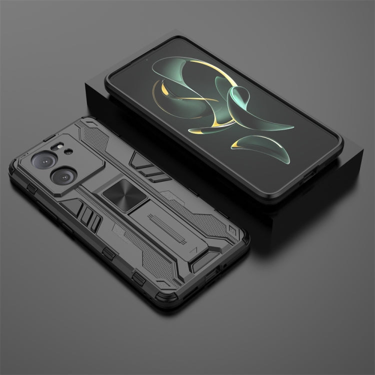 Black Supersonic Armor PC Hybrid TPU Phone Case for Xiaomi 13T Pro, showcasing its sleek design and durable materials.