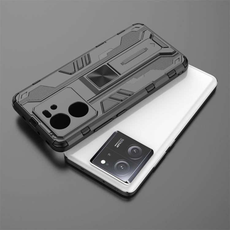 Black Supersonic Armor PC Hybrid TPU Phone Case for Xiaomi 13T Pro, showcasing its sleek design and durable materials.