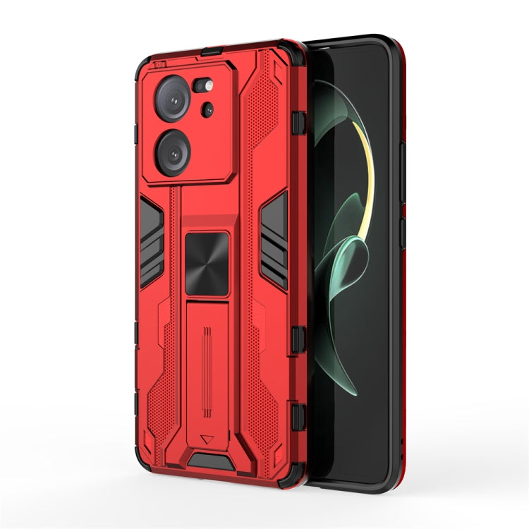 Red Supersonic Armor PC Hybrid TPU Phone Case for Xiaomi 13T, showcasing its stylish design and durable materials.