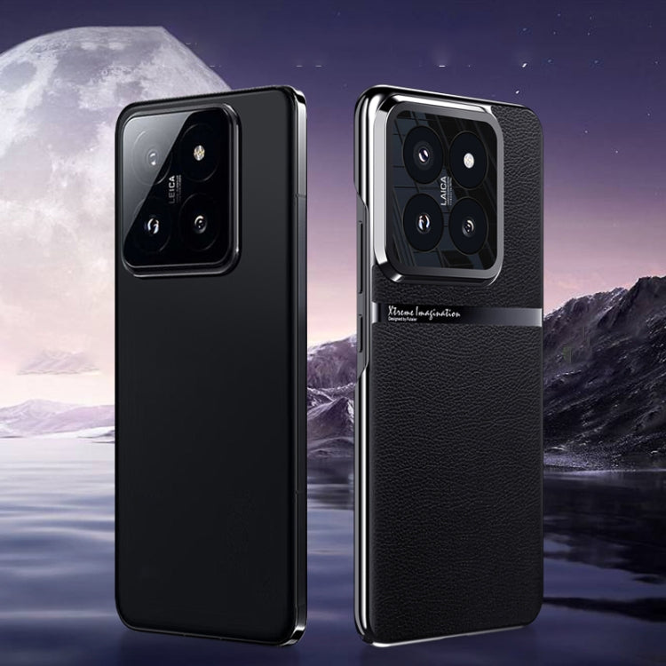 For Xiaomi 14 Electroplating Plain-leather case showcasing its sleek design and durable materials.