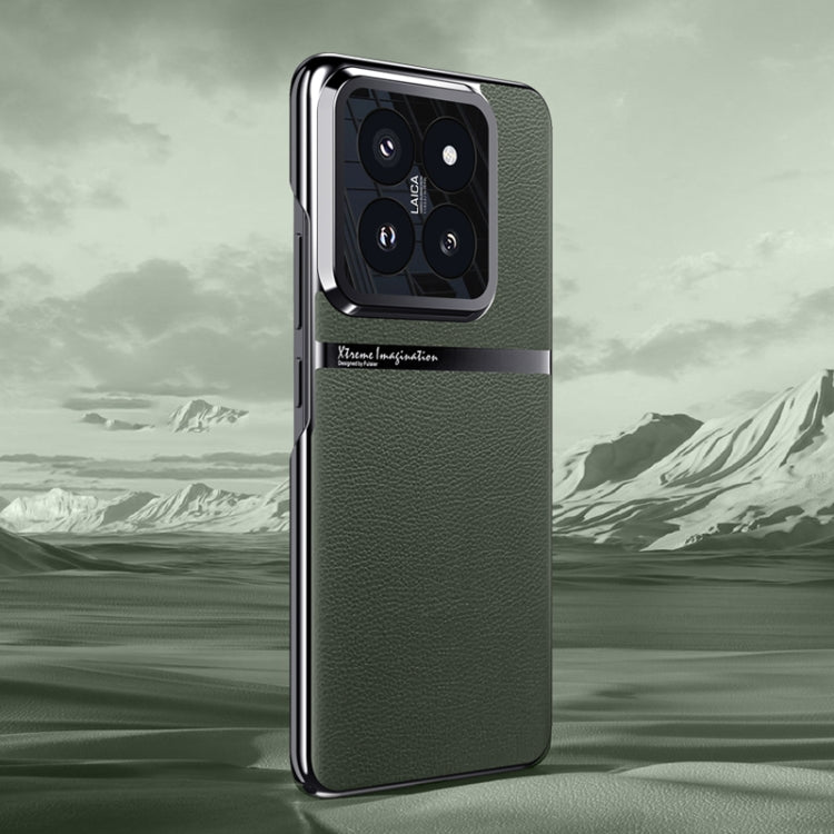 For Xiaomi 14 Pro Electroplating Plain-leather case showcasing its elegant design and durable materials.