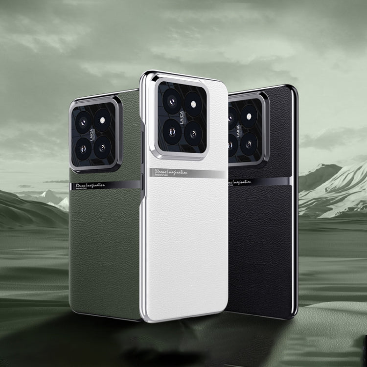 For Xiaomi 14 Pro Electroplating Plain-leather case showcasing its elegant design and durable materials.