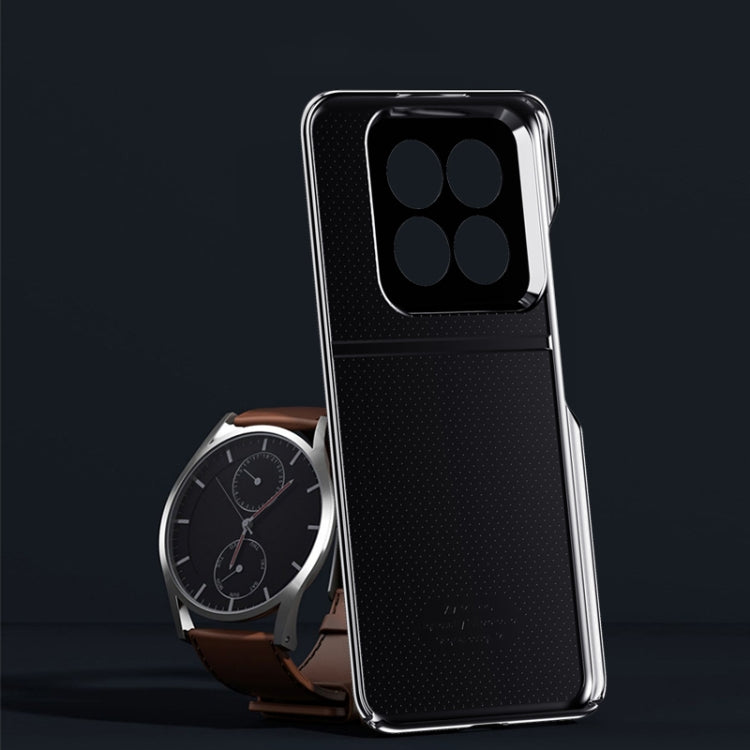 For Xiaomi 14 Pro Electroplating Plain-leather case showcasing its elegant design and durable materials.