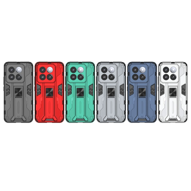 Grey hybrid TPU and PC phone case for Xiaomi 14 Pro, showcasing its stylish design and precise cut-outs.