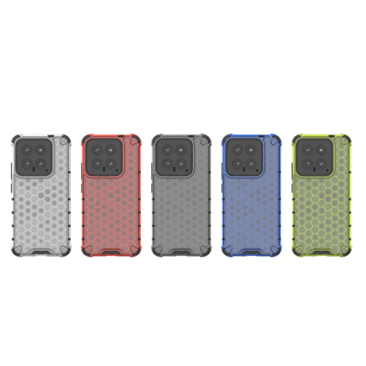 Blue shockproof honeycomb phone case designed for Xiaomi 14, showcasing its durable material and stylish appearance.