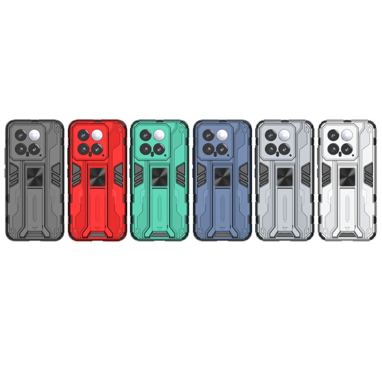 Red TPU+PC hybrid phone case for Xiaomi 14, showcasing its stylish design and precise cut-outs for easy access to features.