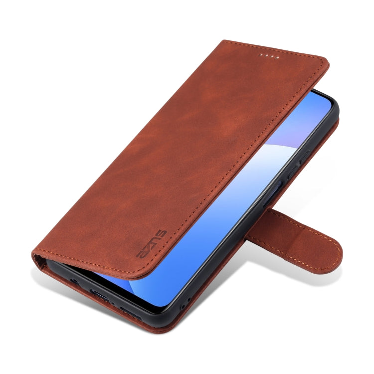 AZNS Skin Feel Calf Texture Horizontal Flip case for Xiaomi Mi 10T Lite 5G, showcasing its stylish design and functional features.