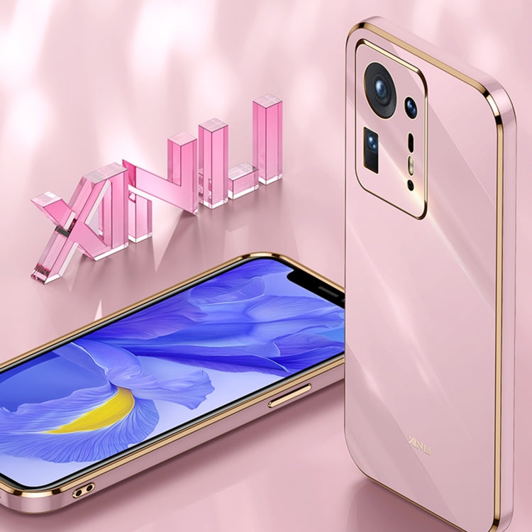 XINLI Straight 6D Plating Gold Edge TPU Shockproof Case for Xiaomi Mi Mix 4, showcasing its sleek design and protective features.