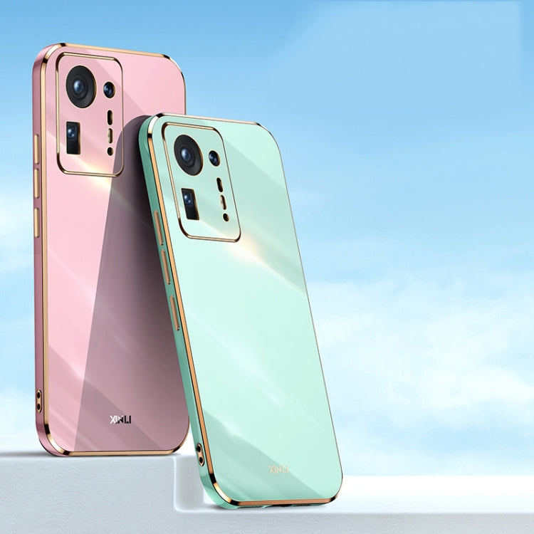 XINLI Straight 6D Plating Gold Edge TPU Shockproof Case for Xiaomi Mi Mix 4, showcasing its sleek design and protective features.