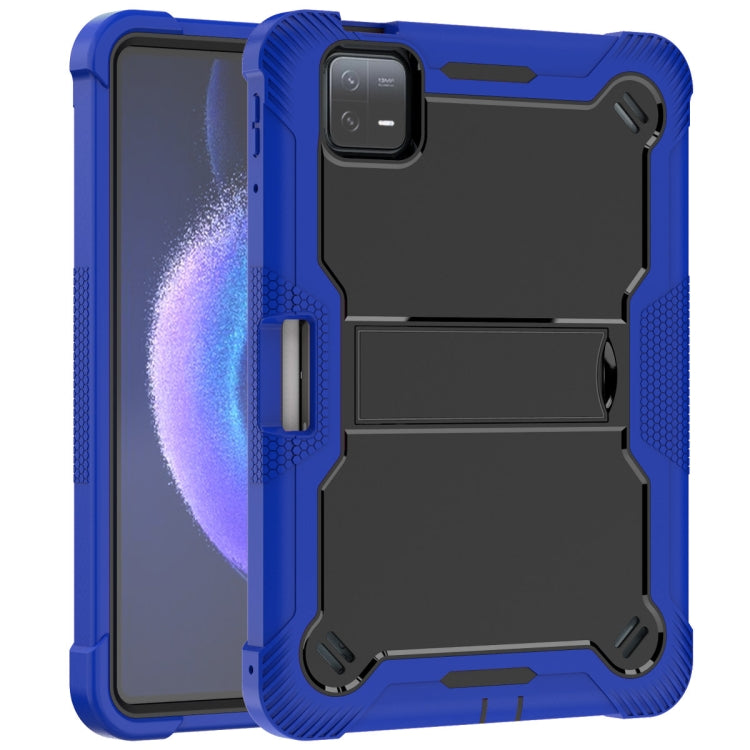 Shockproof Silicone Hybrid PC Tablet Case for Xiaomi Pad 6, featuring a durable design with a built-in kickstand.