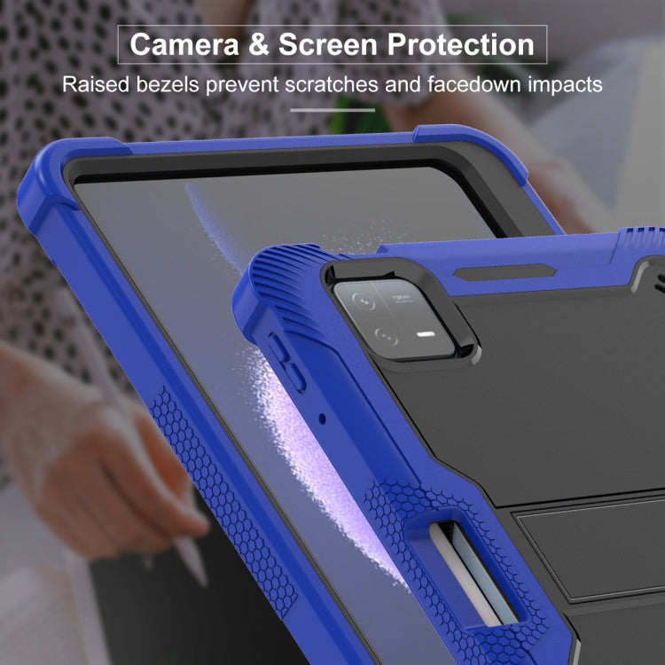 Shockproof Silicone Hybrid PC Tablet Case for Xiaomi Pad 6, featuring a durable design with a built-in kickstand.