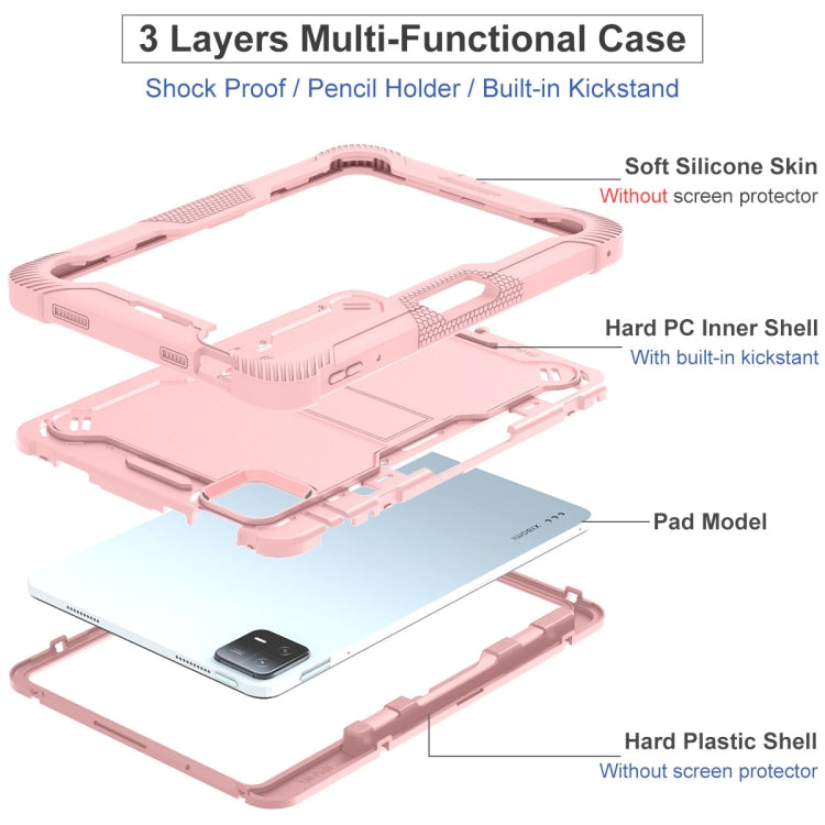 Xiaomi Pad 6 Shockproof Silicone Hybrid PC Tablet Case showcasing its durable design and built-in kickstand.
