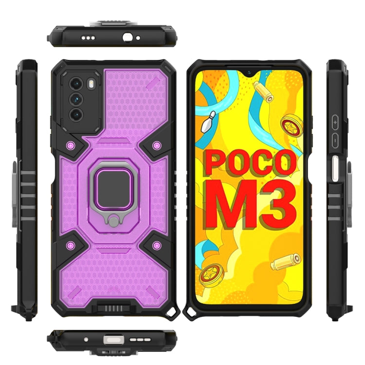 Xiaomi Poco M3 Space PC+TPU Shockproof Case with Ring, showcasing its durable design and convenient ring feature.