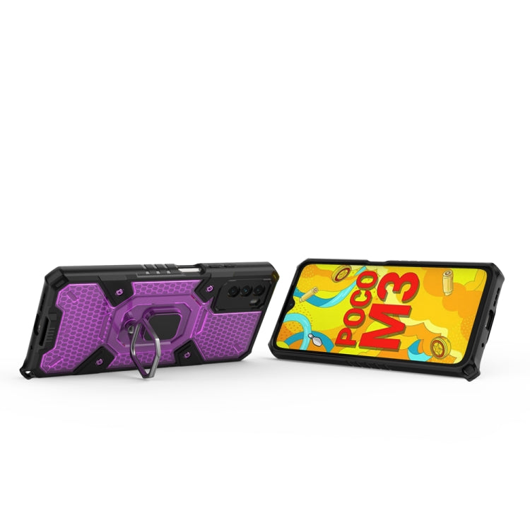 Xiaomi Poco M3 Space PC+TPU Shockproof Case with Ring, showcasing its durable design and convenient ring feature.