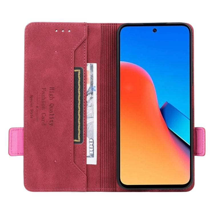 Magnetic clasp leather phone case for Xiaomi Redmi 12, showcasing its sleek design and card slot functionality.