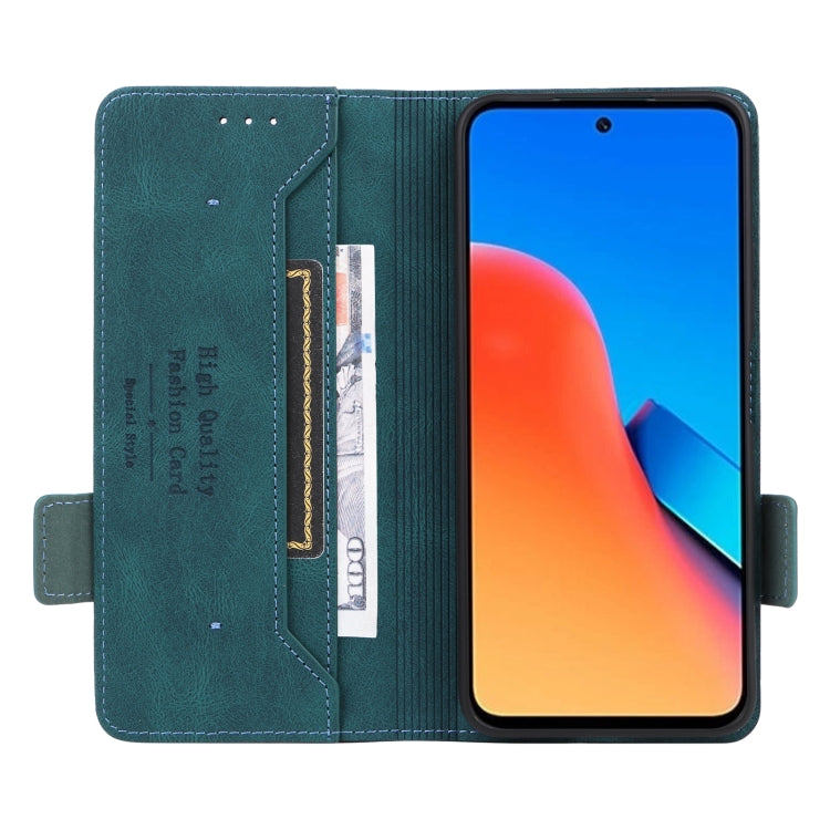 Magnetic clasp leather phone case for Xiaomi Redmi 12, showcasing its sleek design and card slot feature.