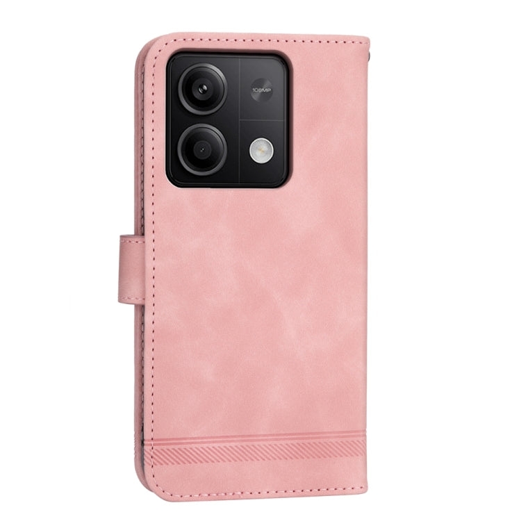 Xiaomi Redmi Note 13 5G Dierfeng Dream Line TPU + PU Leather Phone Case in black with card slots and kickstand feature.