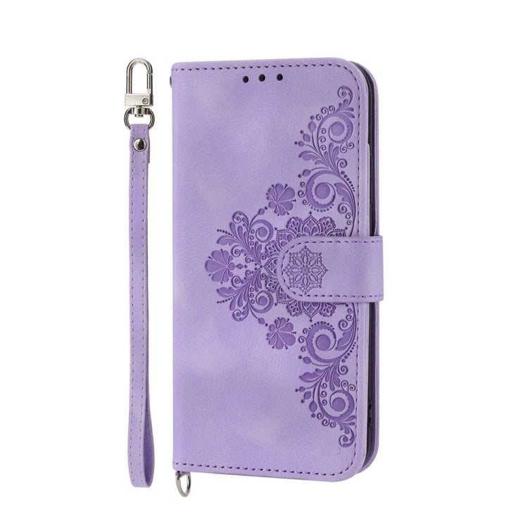 Stylish Xiaomi Redmi Note 13 5G wallet case with embossed floral design, showcasing durability and functionality.