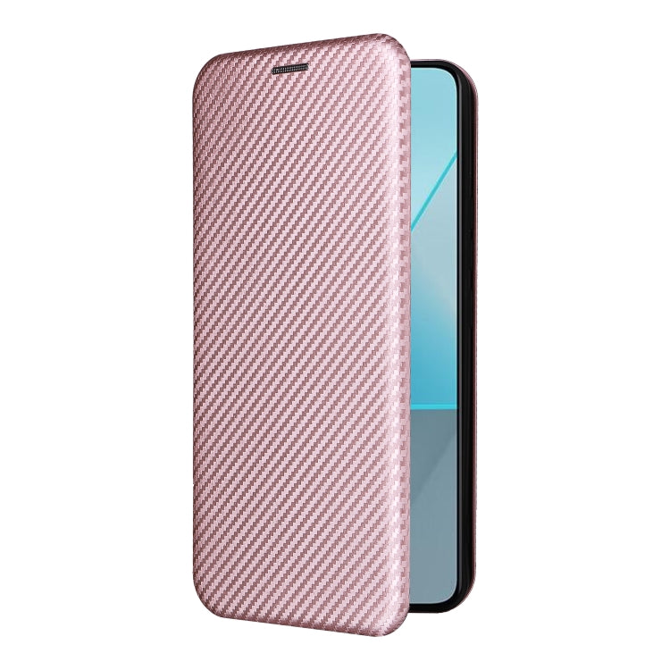 Carbon fiber texture flip leather phone case for Xiaomi Redmi Note 13 Pro, showcasing its sleek design and functional features.