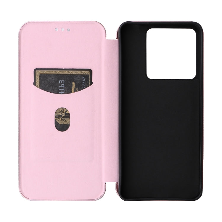 Carbon fiber texture flip leather phone case for Xiaomi Redmi Note 13 Pro, showcasing its sleek design and functional features.