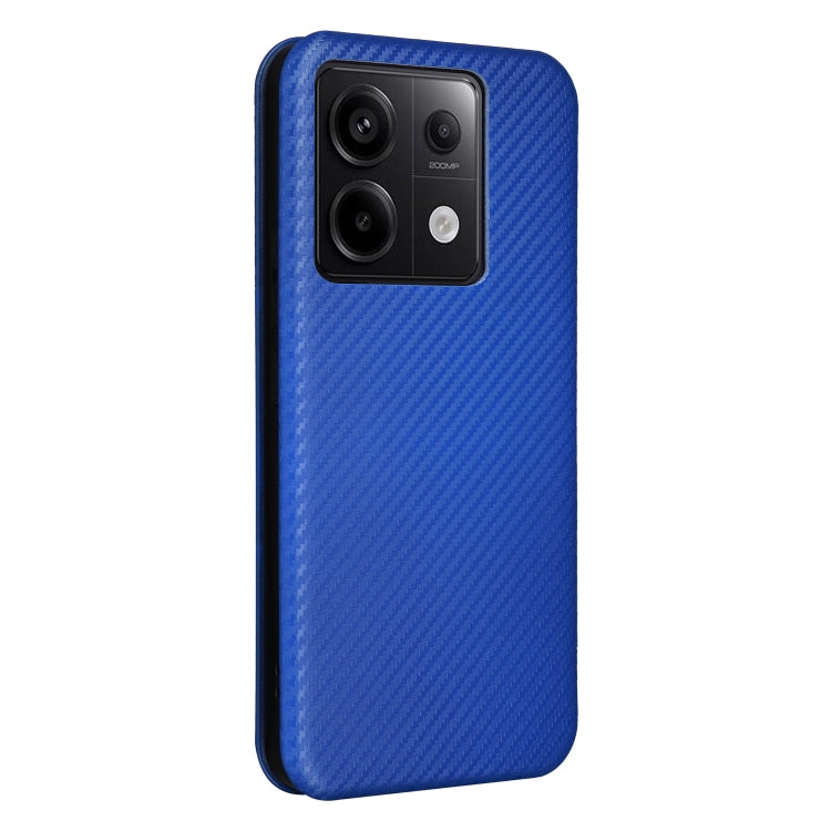 Carbon fiber texture flip leather case for Xiaomi Redmi Note 13 Pro, showcasing its durable design and card slot feature.