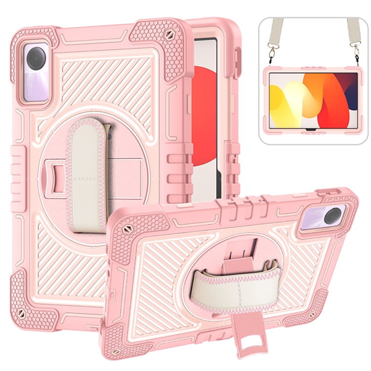 360 Degree Rotation PC Contrast Silicone Case for Xiaomi Redmi Pad SE, showcasing its durable design and ergonomic features.