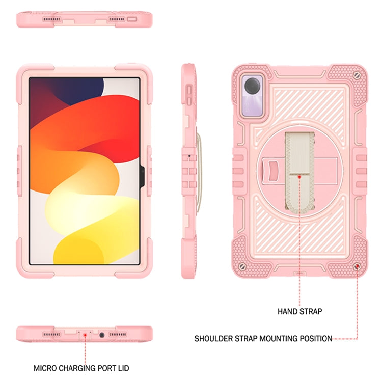 360 Degree Rotation PC Contrast Silicone Case for Xiaomi Redmi Pad SE, showcasing its durable design and ergonomic features.